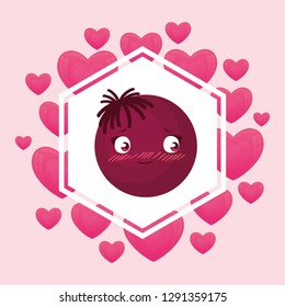happy emoticon with hearts frame