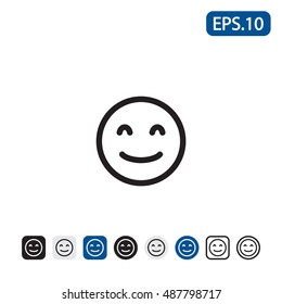 Happy emoticon icon. Vector illustration. 