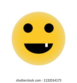 Happy emoticon with one tooth icon vector icon. Simple element illustration. Happy emoticon with one tooth symbol design. Can be used for web and mobile.
