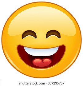 Happy emoticon with open mouth and smiling eyes