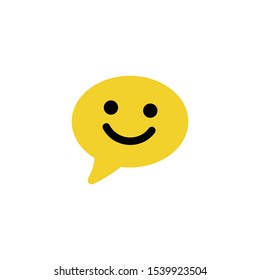 Happy emoticon sign. Smile chat line icon. Speech bubble symbol. Colorful outline concept. Yellow thin line smile chat icon. Vector