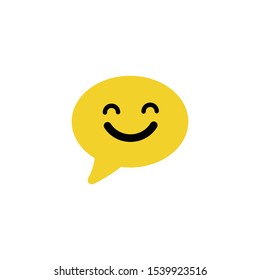 Happy emoticon sign. Smile chat line icon. Speech bubble symbol. Colorful outline concept. Yellow thin line smile chat icon. Vector