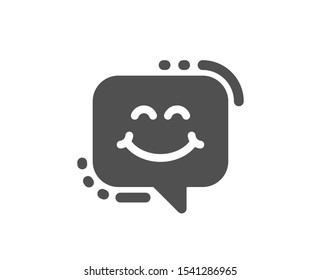 Happy emoticon sign. Smile chat icon. Speech bubble symbol. Classic flat style. Simple smile chat icon. Vector