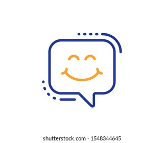 Happy emoticon sign. Smile chat line icon. Speech bubble symbol. Colorful outline concept. Blue and orange thin line smile chat icon. Vector