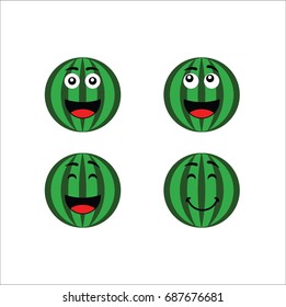 Happy Emoticon Watermelon Vector Design Set Icon 