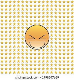 Happy emotion face in orange with star 10
