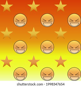 Happy emotion face in orange with star 08
