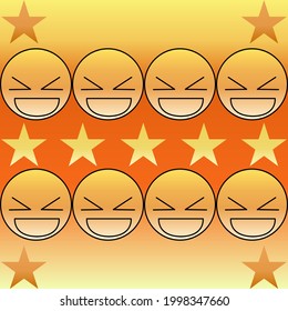 Happy Emotion Gesicht auf Orange mit Stern 04
