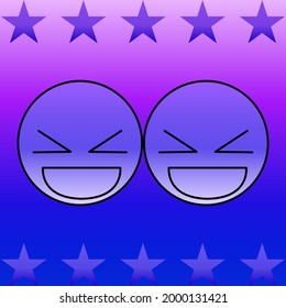 Happy emotion face in purple with star 