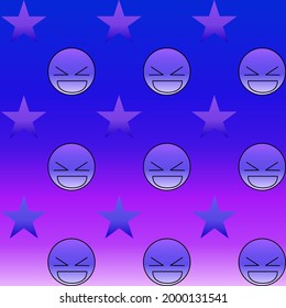 Happy emotion face in purple with star