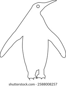 happy Emperor Penguin as Aquatic Flightless Bird with Flippers Standing Vector Illustration outline logo silhouette