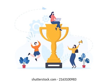 Happy Employee Appreciation Day Cartoon Illustration To Give Thanks Or Recognition For Their Employees With With Great Job Or Trophy In Flat Style