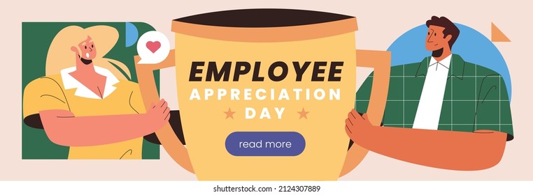 happy employee appreciation day horizontal banner vector illustration flat design