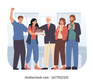 Happy employee get job promotion at work