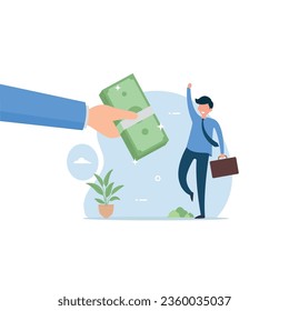 Happy employee. Getting salary, wages payment or bonus career employee vector illustration	