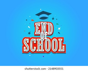 Happy end of school colorful background with psd texxt efect celebration for end of school free vector