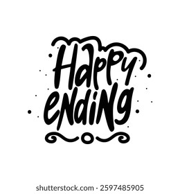 Happy Ending Lettering Vector Design.
