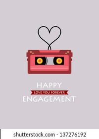 happy engagement cassette card