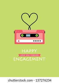 happy engagement cassette card