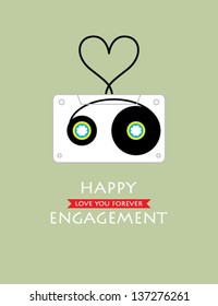 happy engagement cassette card