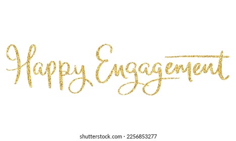 HAPPY ENGAGEMENT vector gold glitter brush lettering banner - Shutterstock ID 2256853277