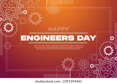 Happy Engineers day Background with Gear Wheels