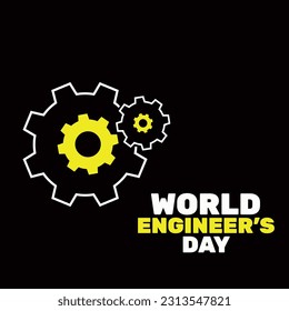 Happy Engineer's day vector banner with black background