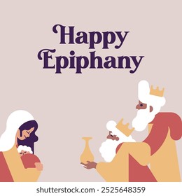 Happy epiphany day illustration. Epiphany illustration with flat character of a mother hugs her baby