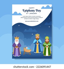 Happy Epiphany Day Poster Flat Cartoon Hand Drawn Templates Illustration