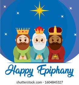 Happy epiphany day poster - Vector illustration design