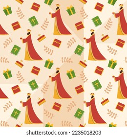 Happy Epiphany Day Seamless Pattern Design Christian Festival to Faith in Template Hand Drawn Cartoon Flat Illustration