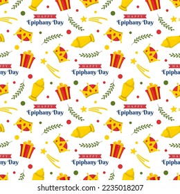 Happy Epiphany Day Seamless Pattern Design Christian Festival to Faith in Template Hand Drawn Cartoon Flat Illustration
