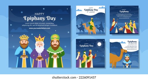 Happy Epiphany Day Social Media Post Flat Cartoon Hand Drawn Templates Illustration