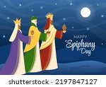 Happy Epiphany Day Template Hand Drawn Cartoon Flat Illustration Christian festival to Faith on the Divinity of Jesus Since His Coming to the World