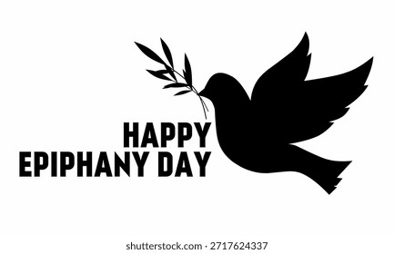 Happy Epiphany Day vector background. With dove silhouette, Vector illustration.