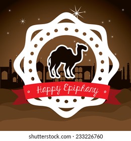 Happy epiphany design over brown background, vector illustration.