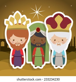 Happy epiphany design over desert landscape background, vector illustration.