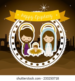Happy epiphany design over desert scape  background, vector illustration.
