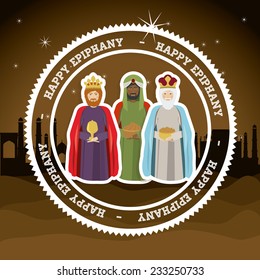 Happy epiphany design over desert scape  background, vector illustration.