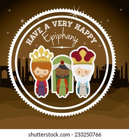 Happy epiphany design over desert scape  background, vector illustration.