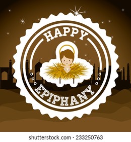 Happy epiphany design over desertscape  background, vector illustration.