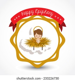 Happy epiphany design over white background, vector illustration.
