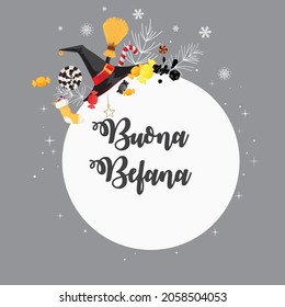 Happy Epiphany. Italian Christmas tradition. vector illustration Italian Christmas tradition. Befana. 