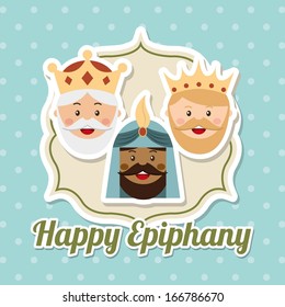 happy epiphany over blue background vector illustration