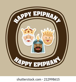 happy epiphany over brown background vector illustration