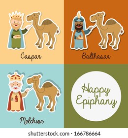happy epiphany over colors  background vector illustration
