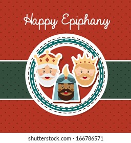 happy epiphany over dotted background vector illustration