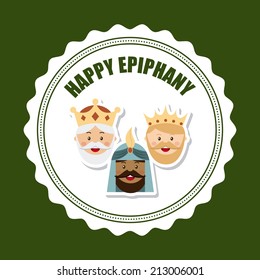 happy epiphany over green background vector illustration