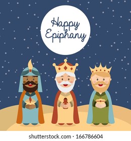 happy epiphany over nigh sky background vector illustration