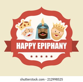 happy epiphany over pink  background vector illustration